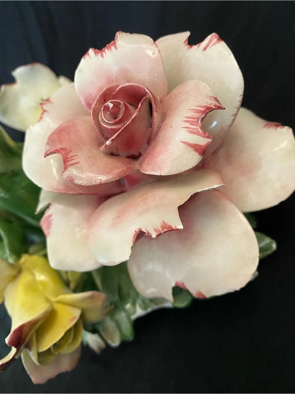 Vintage Italian Capodimonte Porcelain Flower Candle Holder Centerpiece,